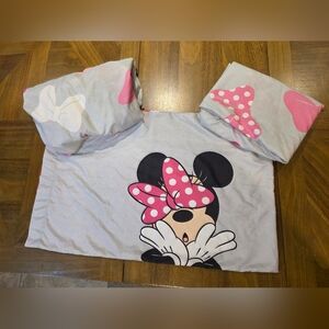 Minnie Mouse Flat & Fitted Sheet Twin Bed Set Of 3 Bow Design Gray Disney